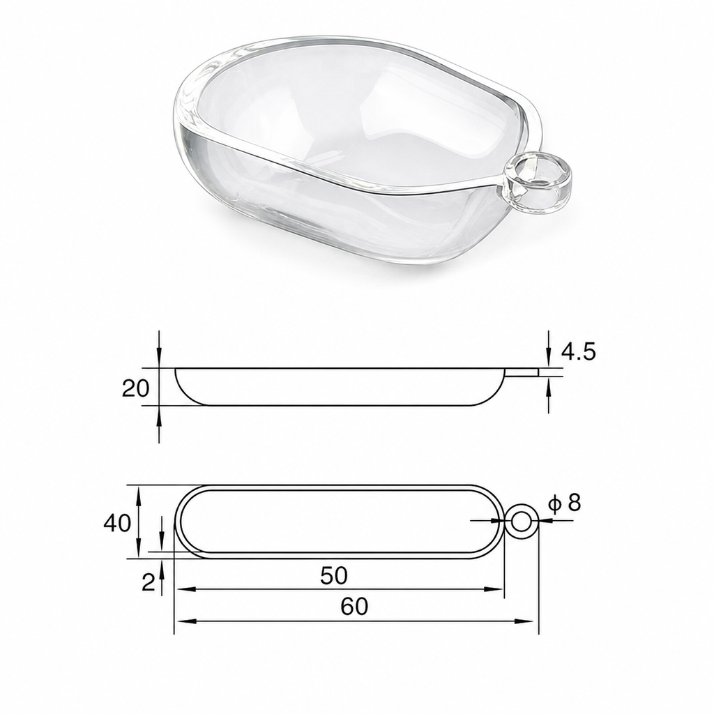 (MQQBO006) Quartz Combustion Boat, 50 × 40 × 20 mm, 18 mL, 1 Piece
