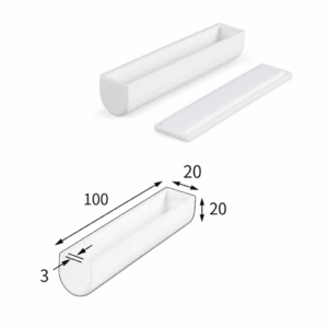 (MQABO319) Semi-cylindrical Alumina Boat with Lid, 100 × 20 × 20 mm, 20 mL