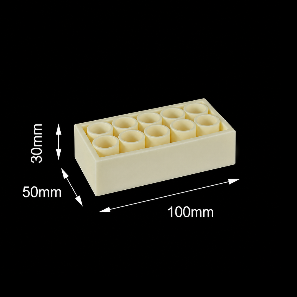 (MQACR216) Alumina Crucible Set, 100 × 50 × 30 mm, 10 Small Crucibles