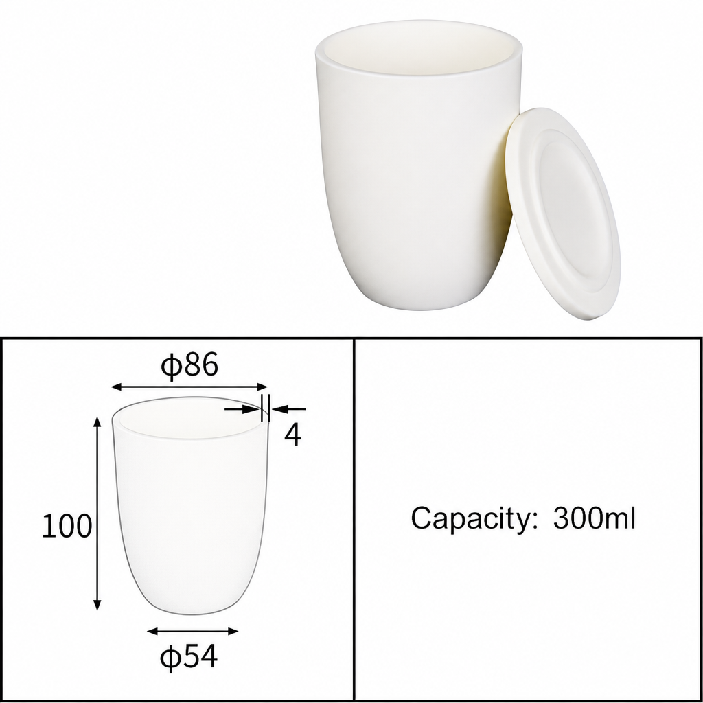 (MQACR052) Thick-walled Arc-shaped Alumina Crucible with Lid, 300 mL