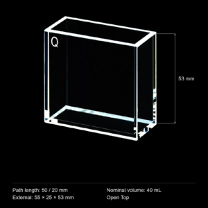 (MQQHC003) Quartz Rectangular Sample Cell, 50/20 mm paths, 40 mL nominal capacity, Broad Dual-Path Sample Chamber