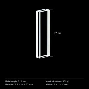 (MQQFC029) Quartz Rectangular Sample Cell, 5/1 mm Dual Path, 135 µL, Open at Both Ends