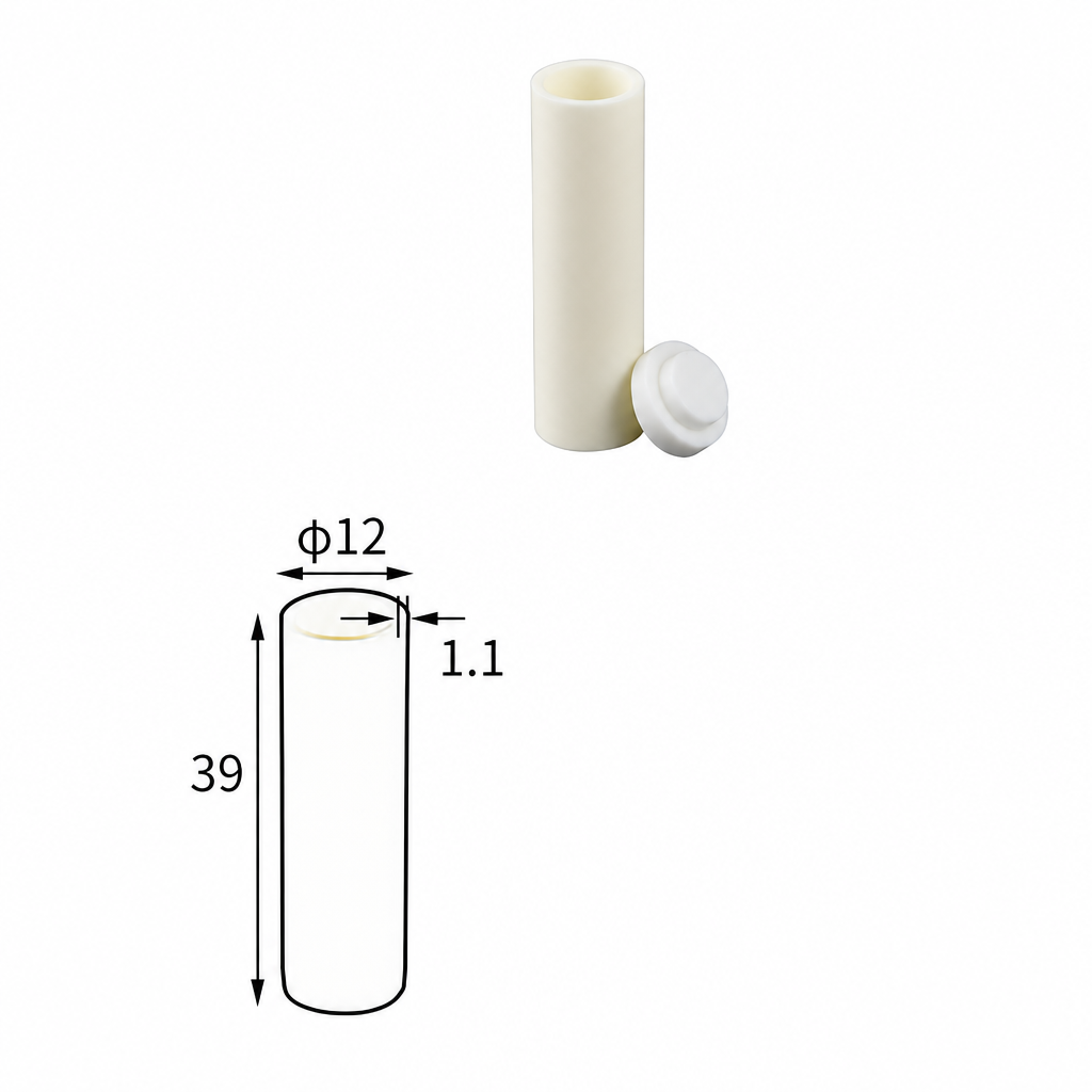 (MQACR255) Cylindrical Alumina Crucible with Lid, Ø12 × 39 mm, 2.5 mL