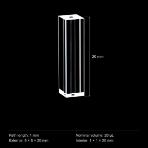 (MQQFC056) Quartz Rectangular Sample Cell, 1 mm Path, 20 µL, Open at Both Ends