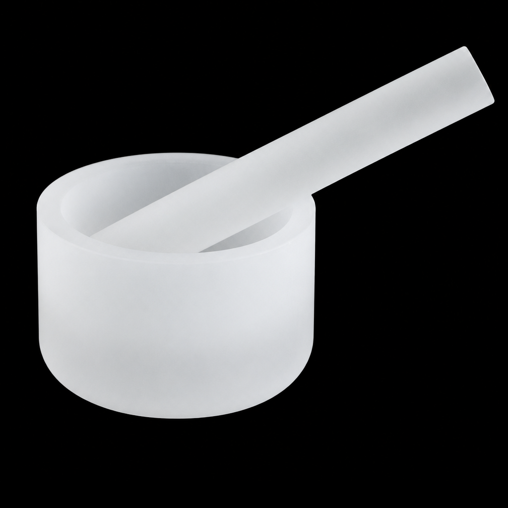 Representative quartz mortar and pestle, custom sizes