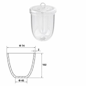 (MQQCR024) Quartz Crucible, 250 mL, 74 mm OD, 102 mm, 100 g, With Lid, 1 Piece