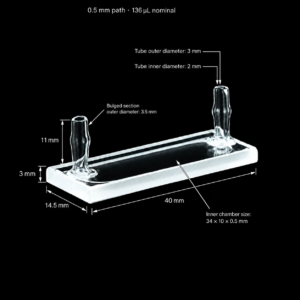(MQQFC138) Quartz Flow Cell, 0.5 mm path, 136 µL nominal capacity, Projecting-Tube Flow Cell