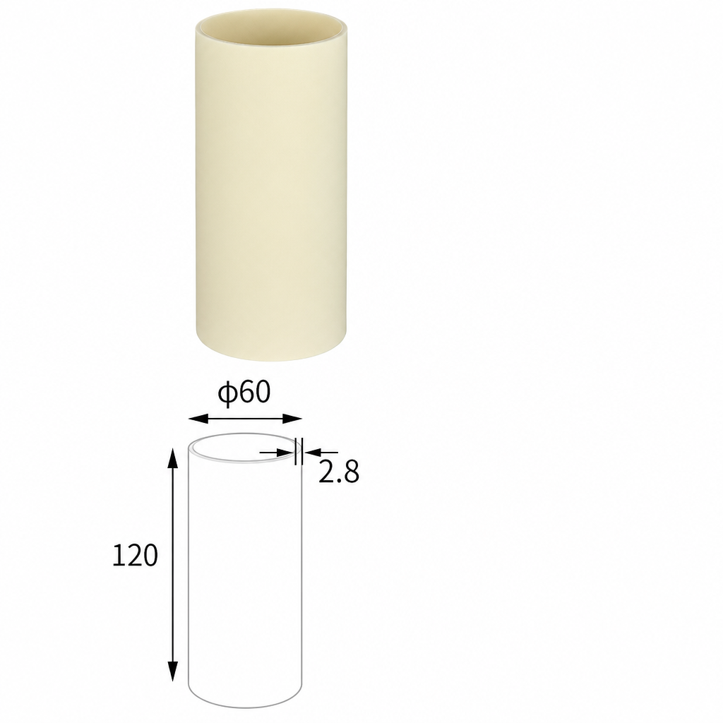(MQACR430) Cylindrical Alumina Crucible, Ø60 × 120 mm, 270 mL