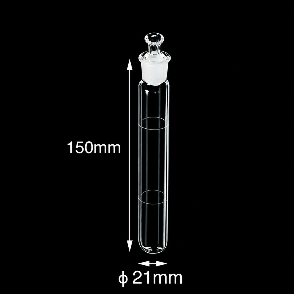 (MQQTT032) Quartz Round-Bottom Test Tube with Stopper, 35 mL, Ø21 mm, 1 Piece