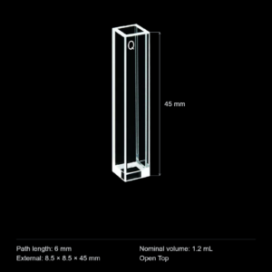 (MQQFL011) Quartz Fluorescence Cuvette, 6 mm path, 1.2 mL nominal capacity, Narrow Square Footprint