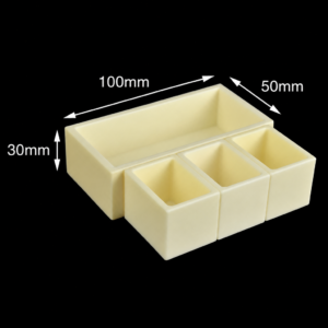 (MQACR182) Alumina Crucible Set, 100 × 50 × 30 mm, 3 Small Crucibles