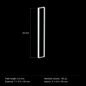 (MQQFC039) Quartz Rectangular Sample Cell, 0.5 mm Path, 130 µL, Open at Both Ends