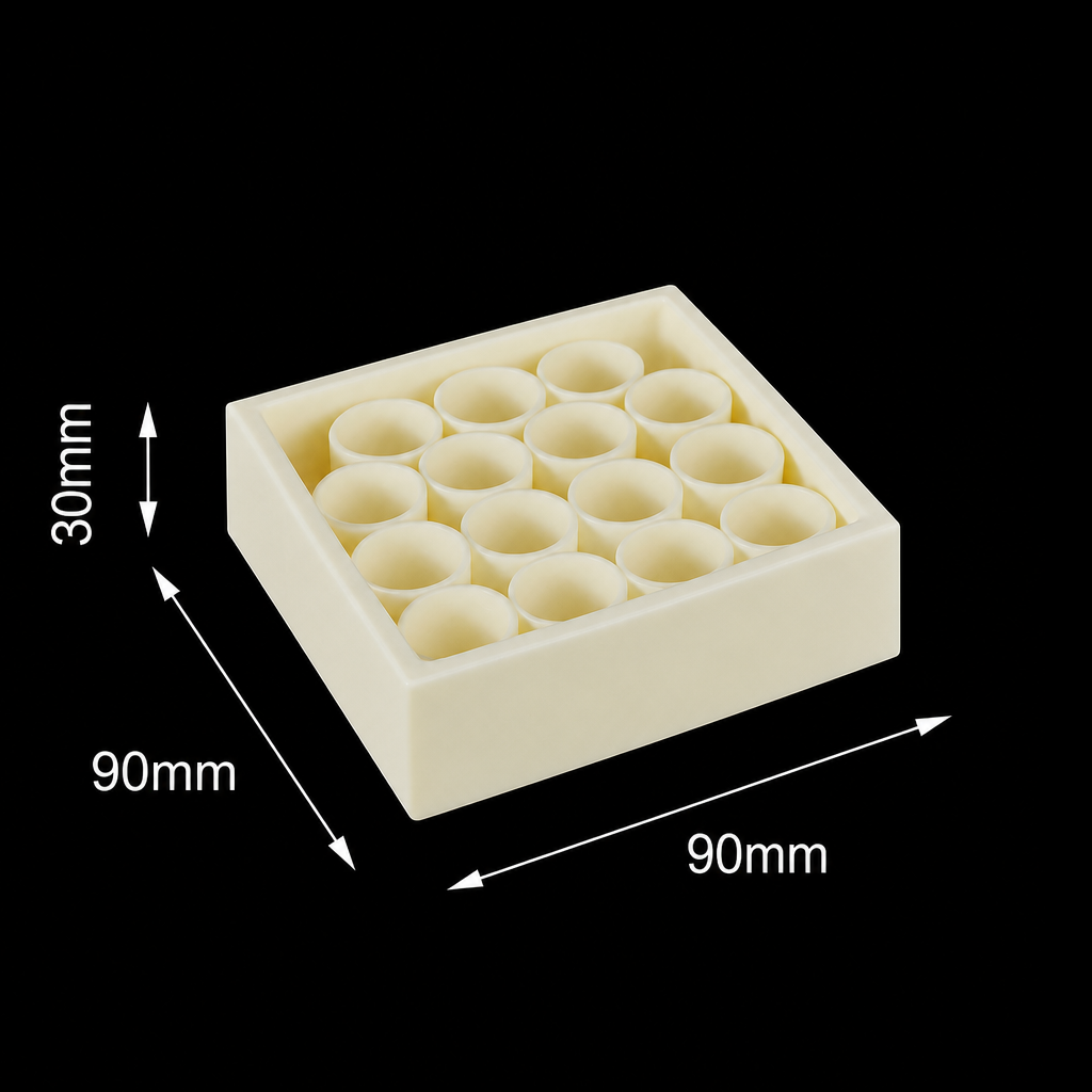 (MQACR214) Alumina Crucible Set, 90 × 90 × 30 mm, 15 Small Crucibles