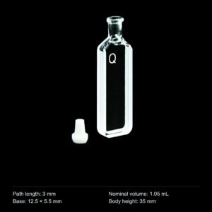 (MQQST001) Quartz Stoppered Cuvette, 3 mm path, 1.05 mL nominal capacity, Narrow Stoppered Sample Chamber
