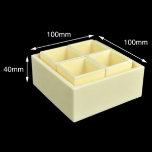 (MQACR166) Alumina Crucible Set, 100 × 100 × 40 mm, 4 Small Crucibles