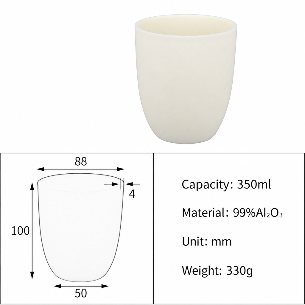 (MQACR126) Arc-shaped Alumina Crucible, 350 mL