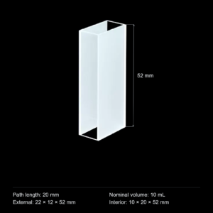 (MQQFC035) Quartz Rectangular Sample Cell, 20 mm Path, 10 mL, Open at Both Ends
