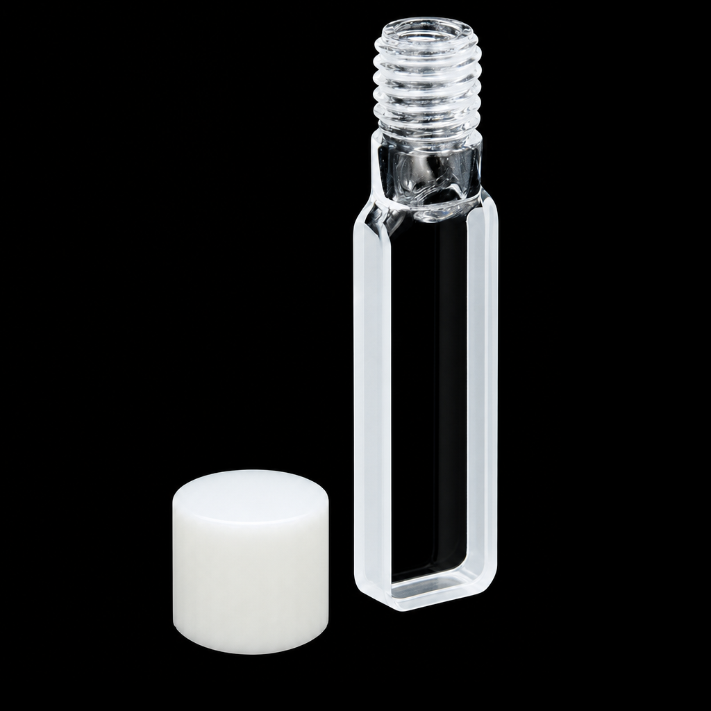 Quartz Screw-Top Cuvette, 3 mm path, Large Screw Opening