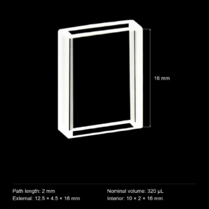 (MQQFC009) Quartz Rectangular Sample Cell, 2 mm Path, 320 µL, Open at Both Ends