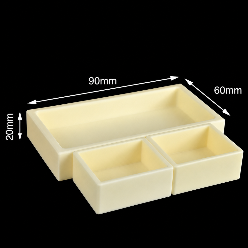 (MQACR153) Alumina Crucible Set, 90 × 60 × 20 mm, 2 Small Crucibles