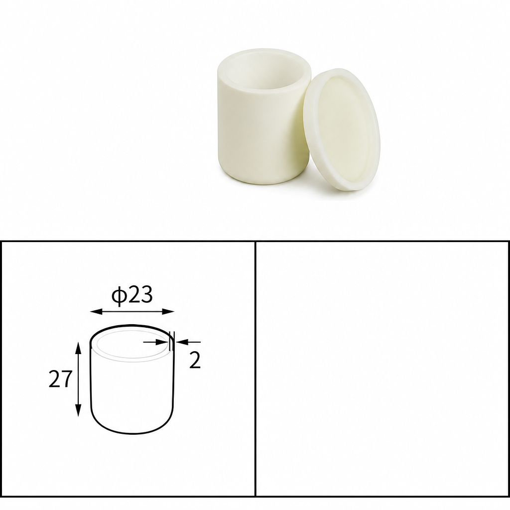 (MQACR297) Cylindrical Alumina Crucible with Lid, Ø23 × 27 mm, 7 mL