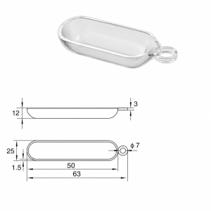 (MQQBO004) Quartz Combustion Boat, 50 × 25 × 12 mm, 8 mL, 1 Piece