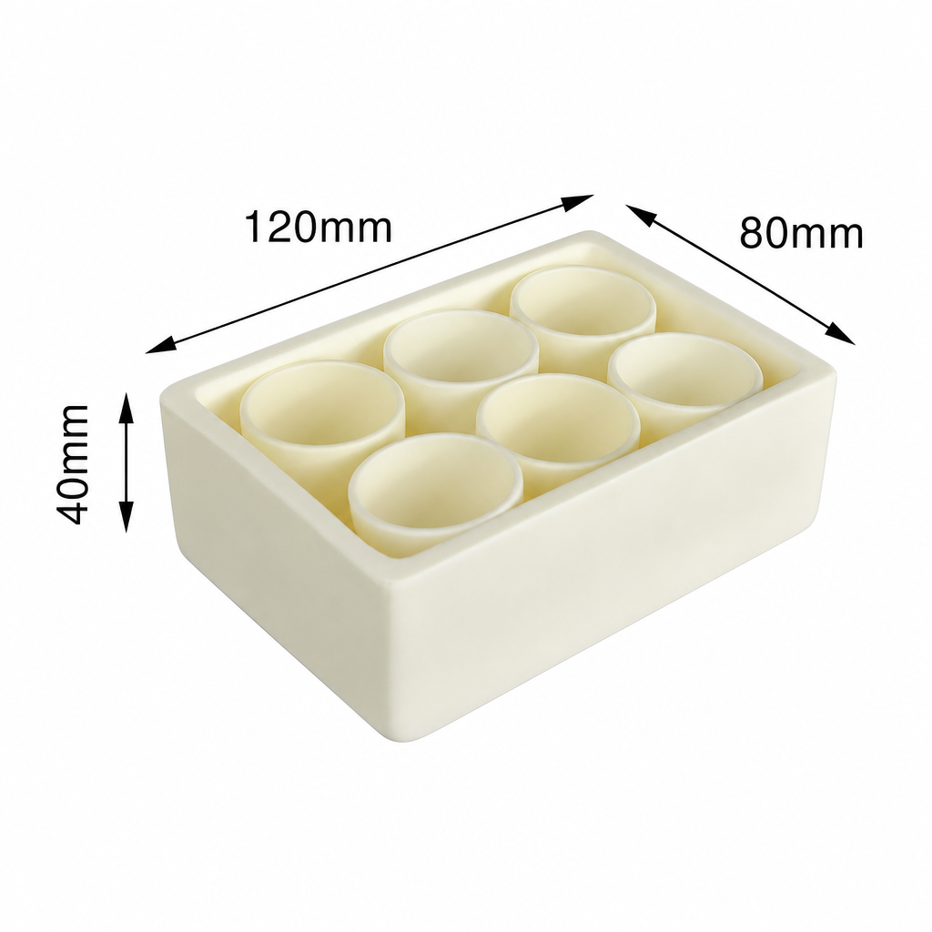(MQACR171) Alumina Crucible Set, 120 × 80 × 40 mm, 6 Small Crucibles