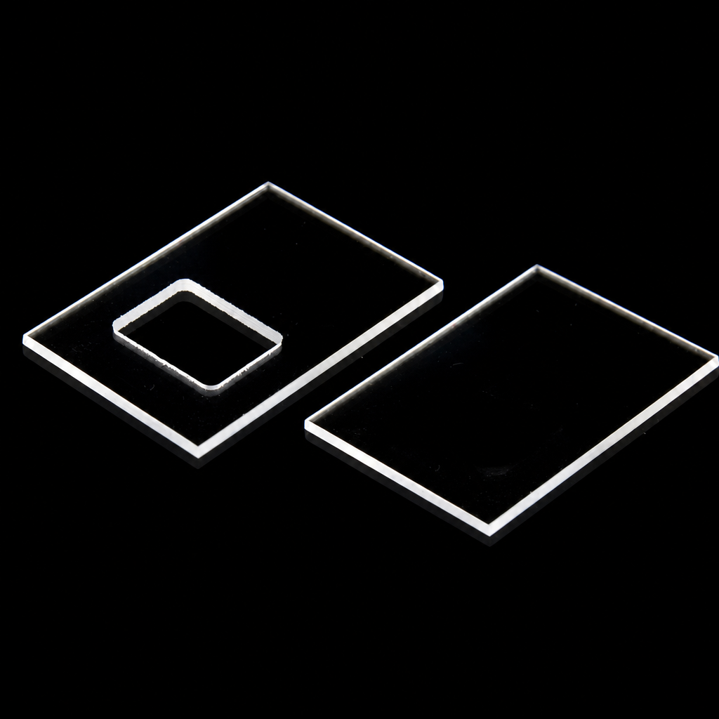 Quartz XRD Sample Holder with Cover, 55 × 35 × 1.6 mm, 20 × 16 mm Opening, MQXRD011
