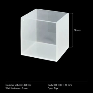 (MQQHC002) Quartz High-Capacity Cuvette, 420 mL nominal capacity, One Clear Face, Three Frosted Sides