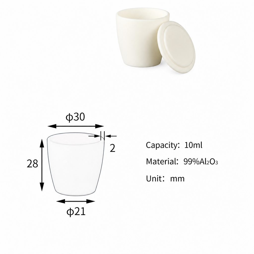 (MQACR034) Arc-shaped Alumina Crucible with Lid, 10 mL