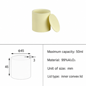 (MQACR340) Cylindrical Alumina Crucible with Lid, Ø45 × 45 mm, 50 mL