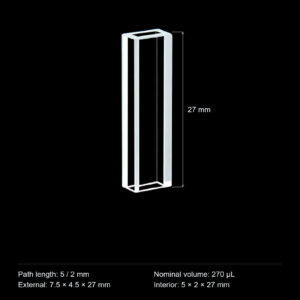 (MQQFC031) Quartz Rectangular Sample Cell, 5/2 mm Dual Path, 270 µL, Open at Both Ends