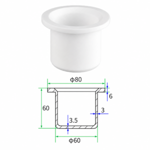(MQACR610) Flanged Alumina Crucible, Ø80 × 60 mm