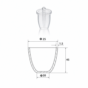 (MQQCR017) Quartz Crucible, 10 mL, 45 mm, 10.2 g, With Lid, 1 Piece