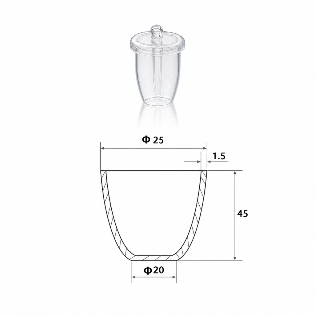 (MQQCR017) Quartz Crucible, 10 mL, 45 mm, 10.2 g, With Lid, 1 Piece