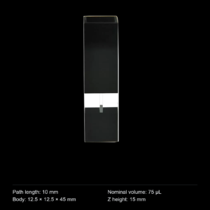 (MQQMC003) Quartz Ultra-Micro Cuvette, 10 mm path, 75 µL nominal capacity, Black Walls and Angled Opening