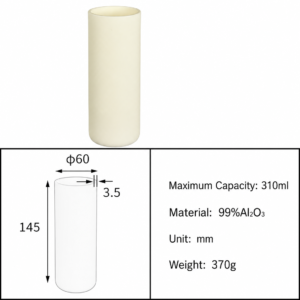 (MQACR469) Cylindrical Alumina Crucible, Ø60 × 145 mm, 310 mL