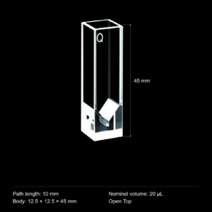 (MQQFL016) Quartz Micro Cuvette, 10 mm path, 20 µL nominal capacity, Small Raised Sample Region