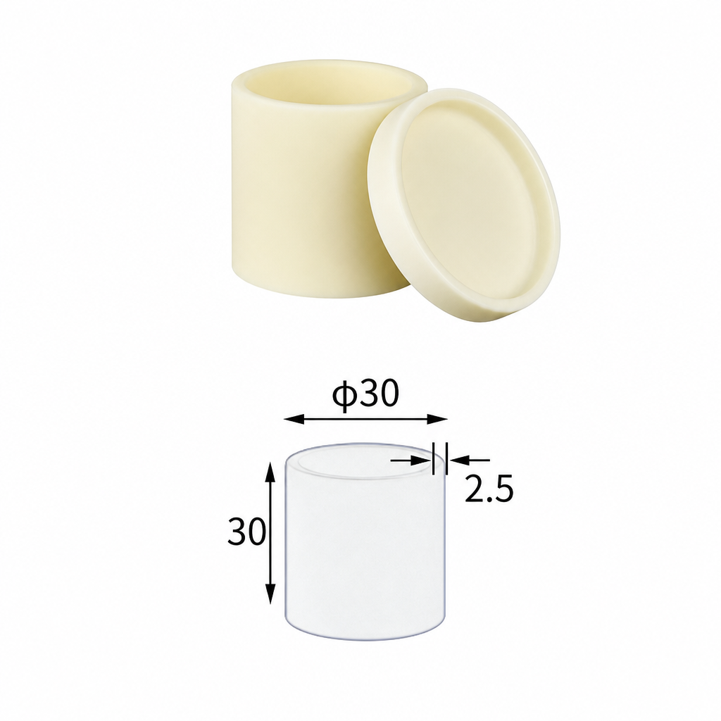 (MQACR326) Cylindrical Alumina Crucible with Lid, Ø30 × 30 mm, 12 mL