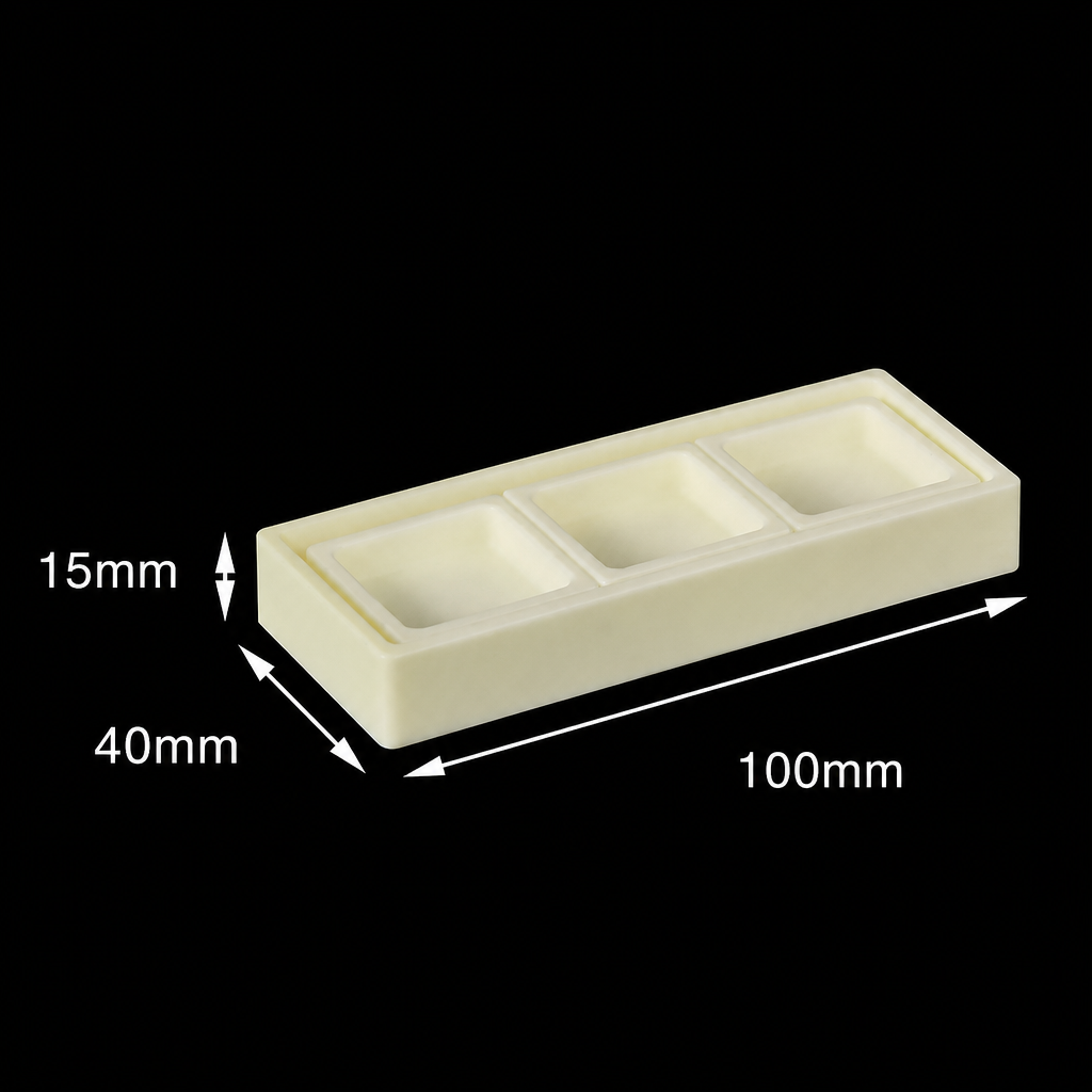 (MQACR234) Alumina Crucible Set, 100 × 40 × 15 mm, 3 Small Crucibles