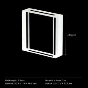 (MQQFC010) Quartz Rectangular Sample Cell, 2.5 mm Path, 3 mL, Open at Both Ends