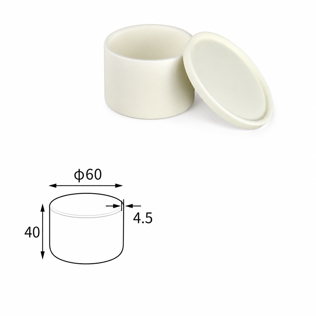 (MQACR333) Cylindrical Alumina Crucible with Lid, Ø60 × 40 mm, 70 mL