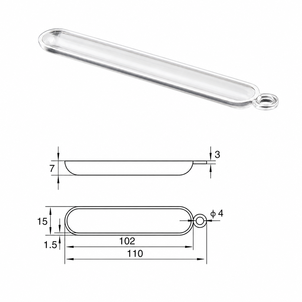 (MQQBO010) Quartz Boat, 102 × 15 × 7 mm, 4 mL, 1 Piece