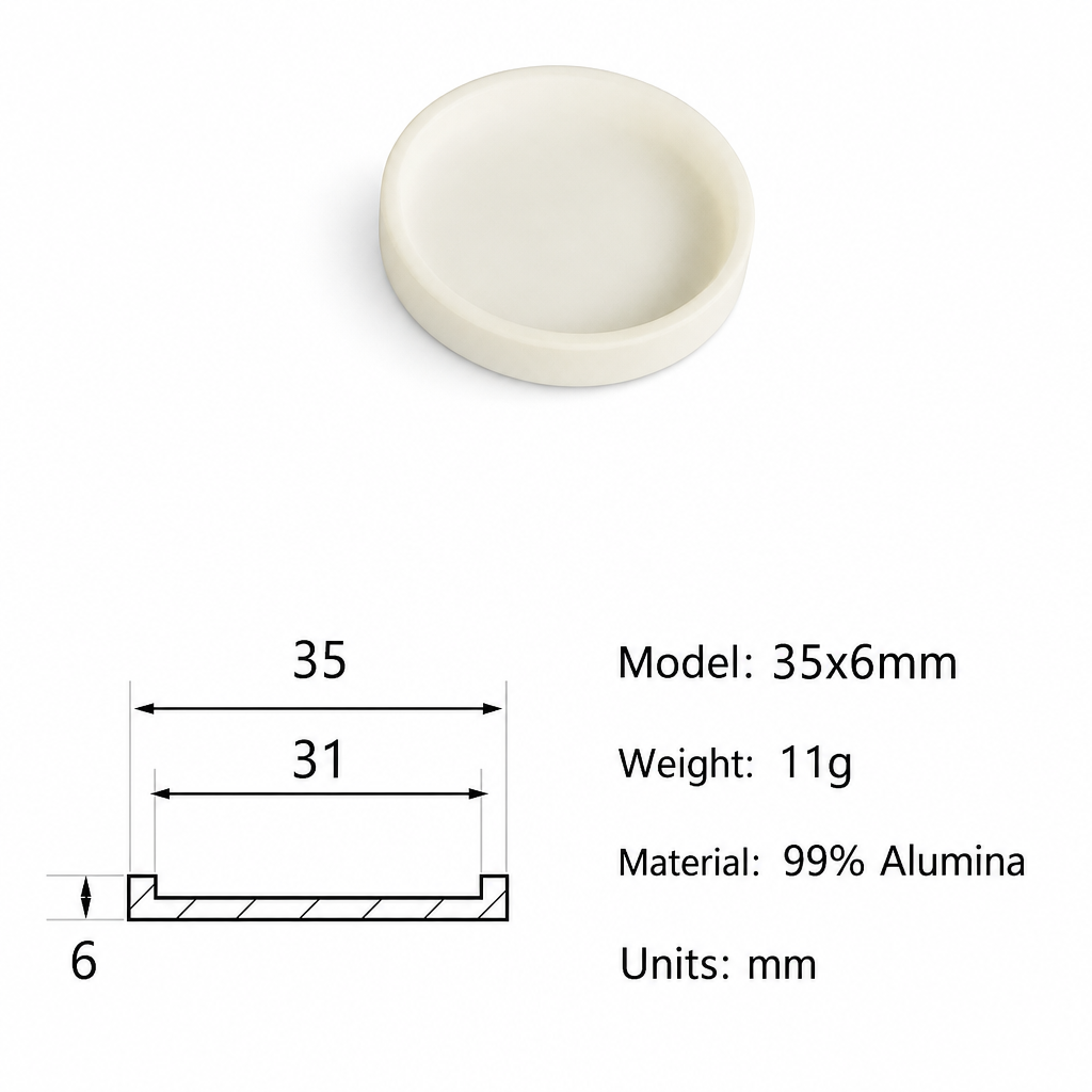 (MQAAC007) Alumina Crucible Lid, Ø35 × 6 mm, External-fitting