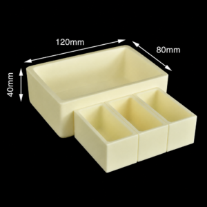 (MQACR199) Alumina Crucible Set, 120 × 80 × 40 mm, 3 Small Crucibles