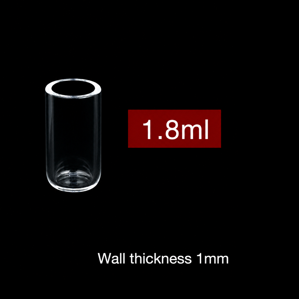 (MQQCR014) Flat-Bottom Quartz Crucible, Ø12 × 25 mm, 1.8 mL, 1 Piece
