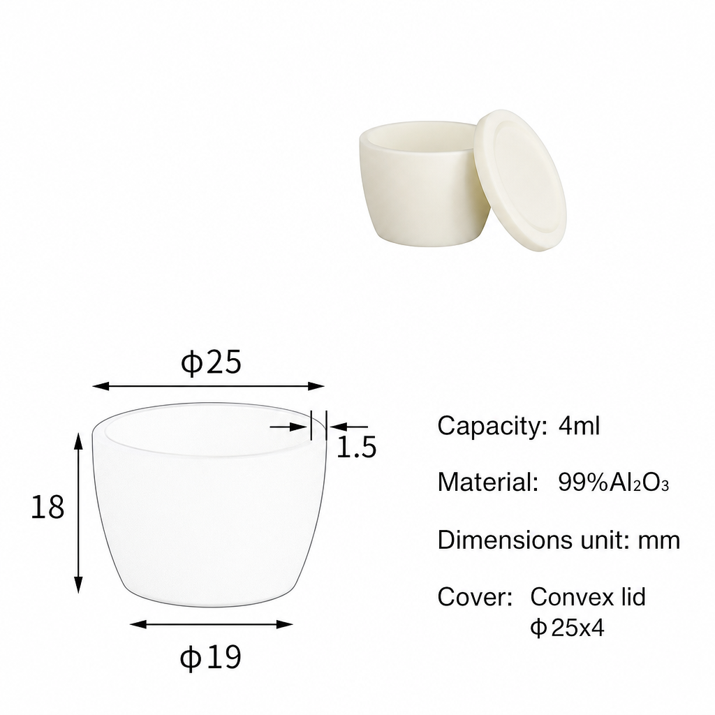(MQACR088) Arc-shaped Alumina Crucible with Lid, 4 mL