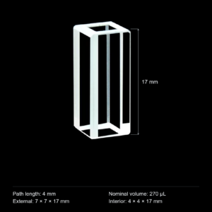 (MQQFC054) Glass Rectangular Sample Cell, 4 mm Path, 270 µL, Open at Both Ends