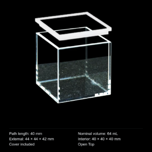 (MQQHC013) Quartz High-Capacity Cuvette, 40 mm Path, Quartz Lid, Five-Sided Optical Windows