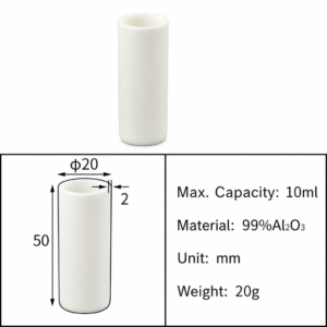 (MQACR381) Cylindrical Alumina Crucible, Ø20 × 50 mm, 10 mL